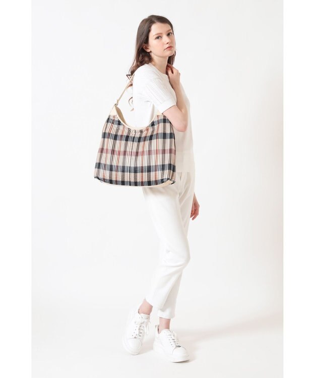 DAKS 【軽量】ポリエステル ハウスチェック ホーボーショルダーバッグ ベージュ
