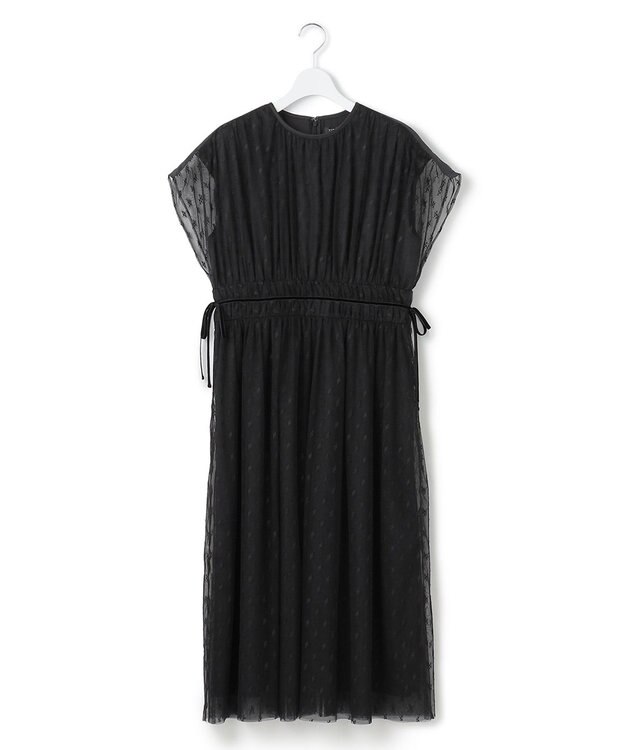 23区 【APPLAUDIR】シャーリングカットチュール ドレス ブラック系