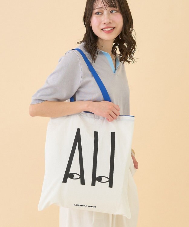 AMERICAN HOLIC カラーハンドルホリホリトートバッグ Blue