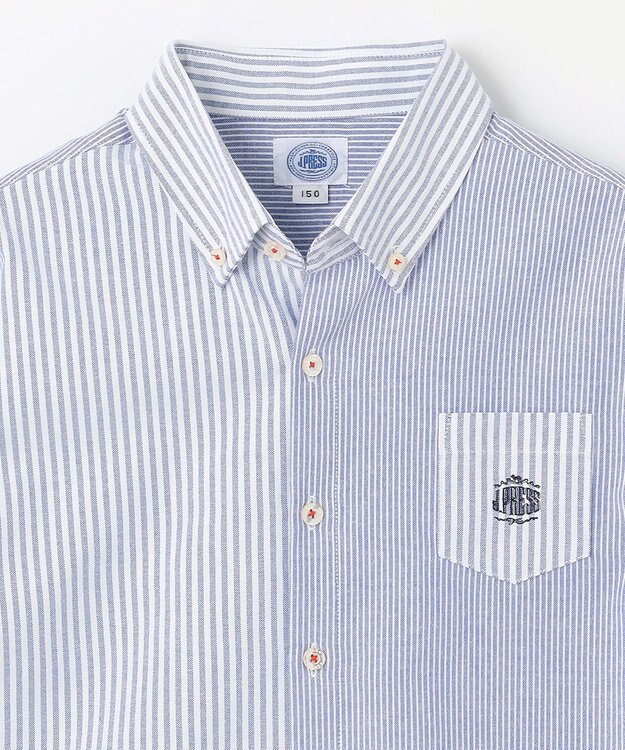 J.PRESS KIDS 【140-170cm】オックスフォード ストライプコンビシャツ ブルー系1
