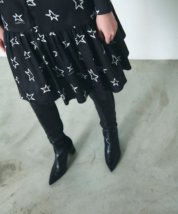 GRACE CONTINENTAL スタープリントミニワンピース ブラック