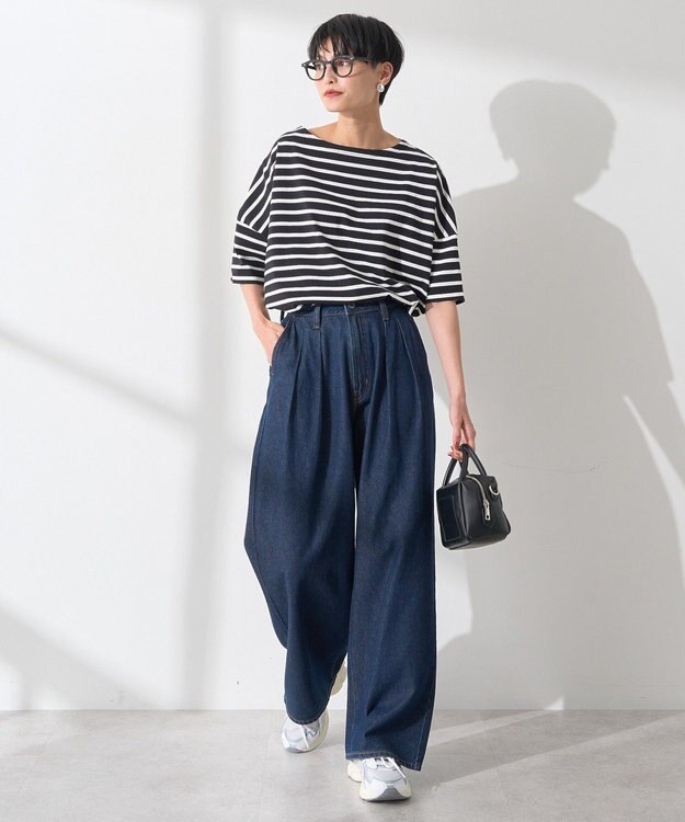 AMERICAN HOLIC バスクボーダー半袖プルオーバー Black