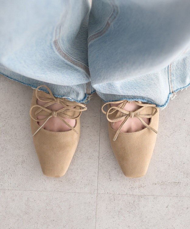 earth music&ecology Ｗリボンパンプス Beige
