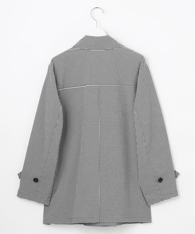 J.PRESS LADIES S 【洗える】Lightストレッチギンガム ダブル トレンチコート ブラック×ライトグレーギンガム系