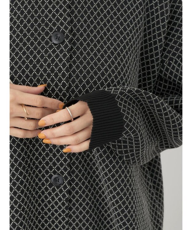 earth music&ecology ダイヤ柄ジャガードカーディガン Black