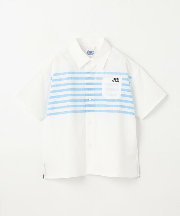 J.PRESS KIDS 【110-130cm】TCブロード パネルボーダープリント シャツ アイボリー系