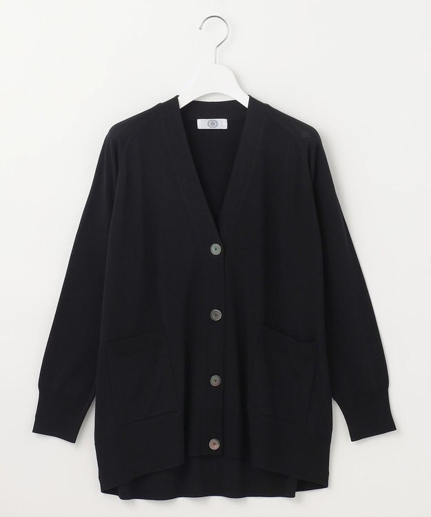 J.PRESS LADIES L 【洗える】SILKY RAYON STRETCH Vネック カーディガン ブラック系