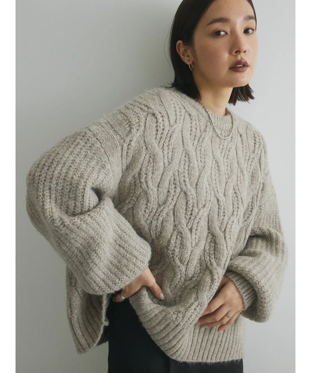 Green Parks armonia. ケーブルニットプルオーバー Beige