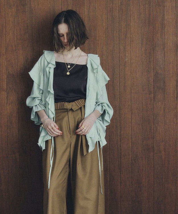 YECCA VECCA ラッフルリボンロングブラウス Light Green