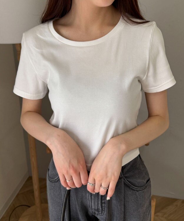 WEGO 【SMサイズ展開】コンパクトリブT オフホワイト