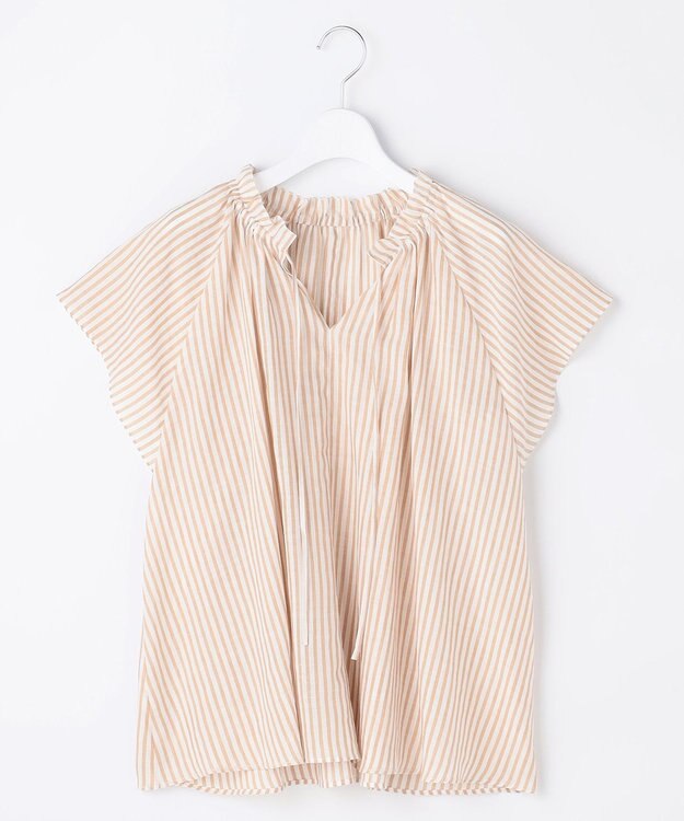 自由区 【WEB限定カラーあり】シアーラミーローンフリルデティール ブラウス オフ×ベージュ