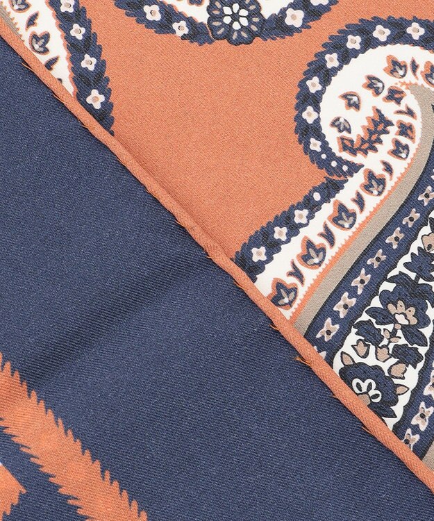 JOSEPH ABBOUD 【イタリア製】ビックペイズリーパターンチーフ オレンジ系6