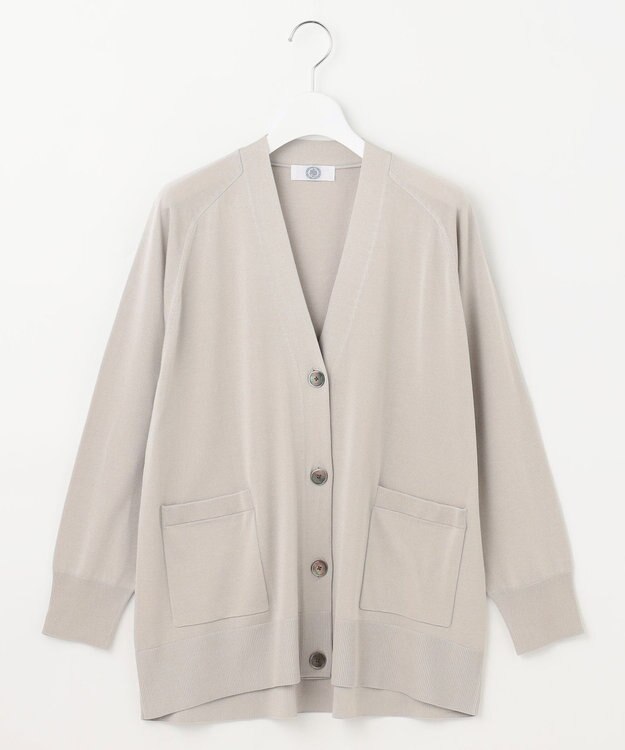 J.PRESS LADIES L 【洗える】SILKY RAYON STRETCH Vネック カーディガン グレージュ系