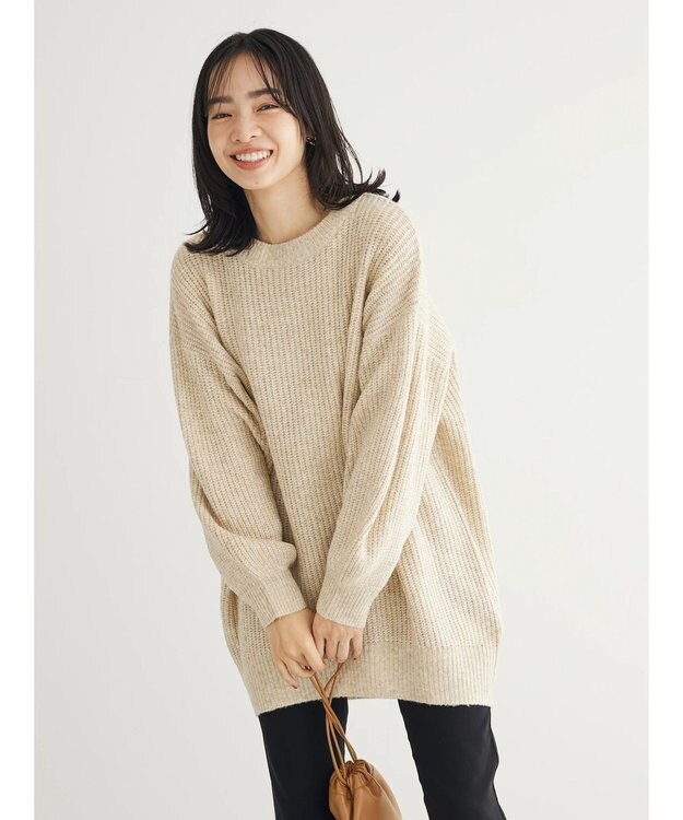 Green Parks ＭＩＸ畦ニットチュニック Beige