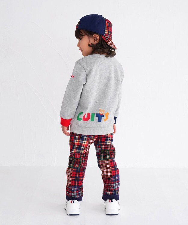 MIKI HOUSE HOT BISCUITS 【80-120cm】 立体ロゴ×キャラクタートレーナー グレー