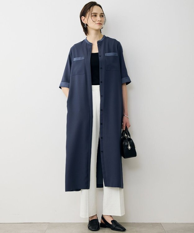ICB 【先行予約】 FluidBackSatin シャツワンピース ダルブルー
