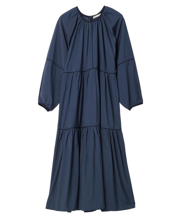 Green Parks armonia. ティアード配色パイピングワンピース Navy