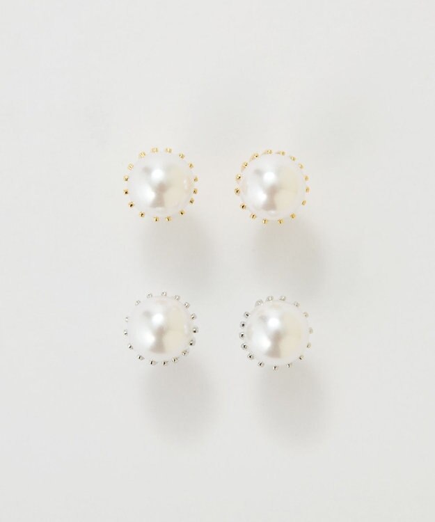 Phoebe トゥウィンクルフレームパールピアス　ゴールド/一粒 ゴールド