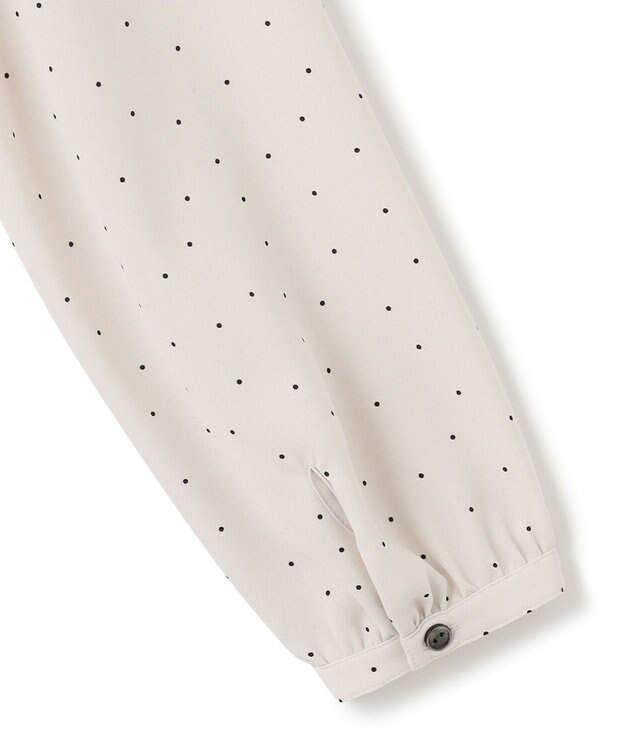 23区 L 【洗える】バックサテンアムンゼン ドットプリント リボン付き スキッパー ブラウス アイボリードット