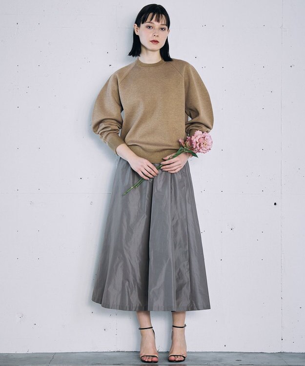 自由区 【カトリエムブーケ】Jupe en taffetas フレアスカート グレー
