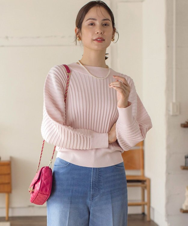 組曲 【手洗い可】ELENAスパンコールドルマン ニット ピンク系