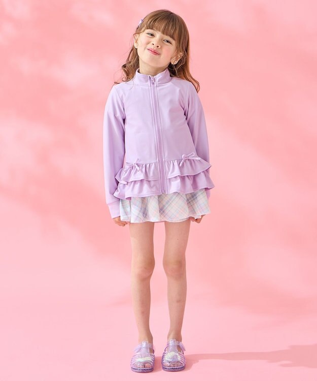 ANY KIDS 裾フリル ラッシュガード ラベンダー