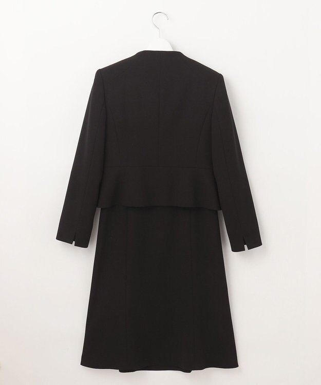 自由区 FORMAL 【ウォッシャブル対応】ドビーボーダーリボン ジャケット+ワンピース ブラック系