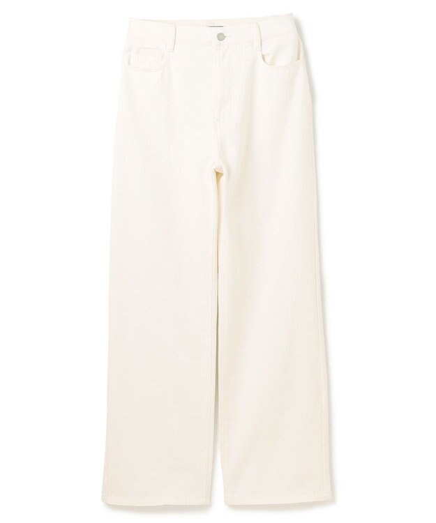 BEIGE， 【洗える・SPRiNG 3月号掲載】FICUS / デニムワイドストレートパンツ White