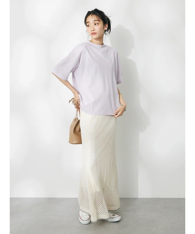 CRAFT STANDARD BOUTIQUE 接触冷感モックネックリングドットプルオーバー Lavender