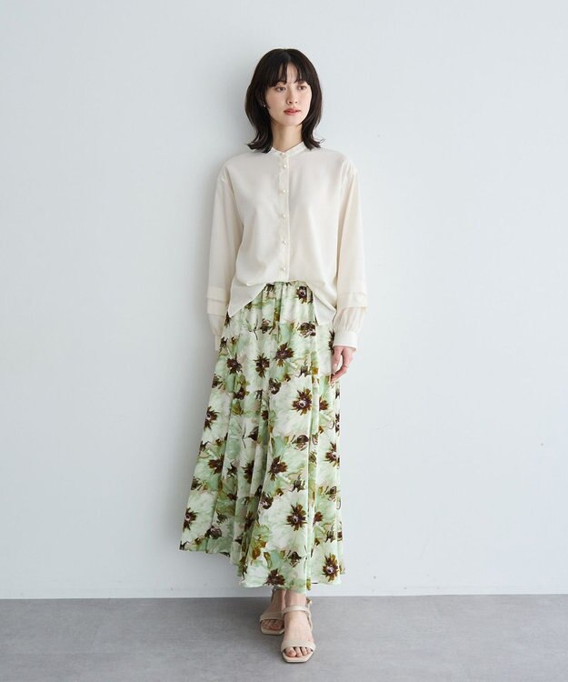 YECCA VECCA 2way裾アレンジパール釦ブラウス Off White