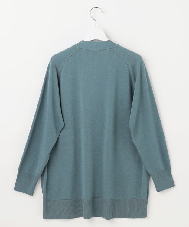 J.PRESS LADIES L 【洗える】SILKY RAYON STRETCH Vネック カーディガン グレイッシュグリーン系