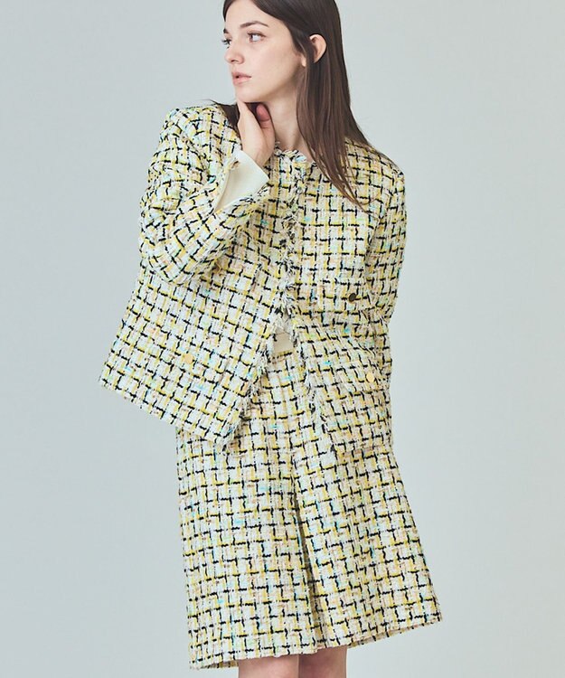 GRACE CONTINENTAL チュールヤーンツイードジャケット イエロー