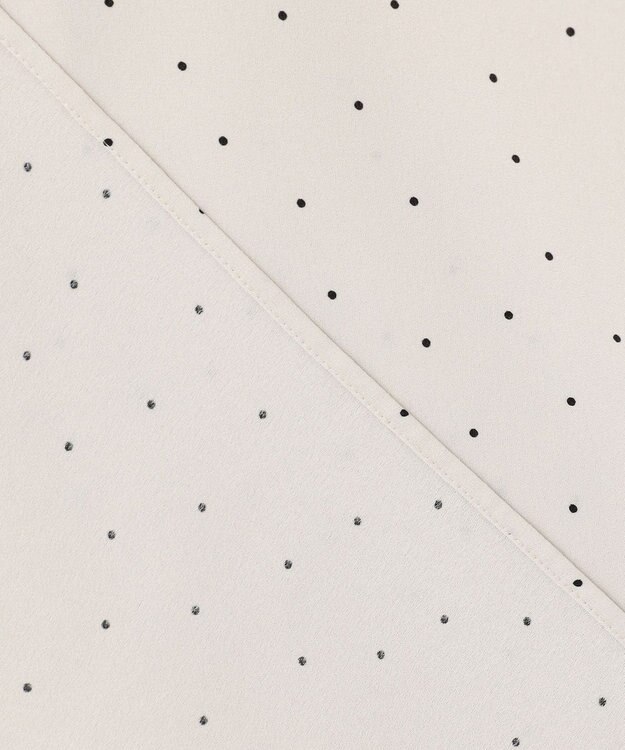 23区 L 【洗える】バックサテンアムンゼン ドットプリント リボン付き スキッパー ブラウス アイボリードット