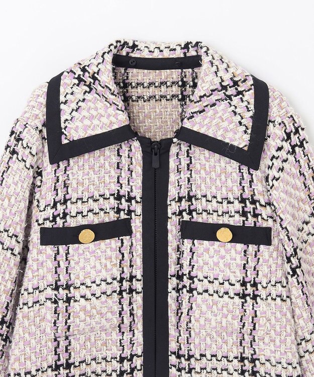 GRACE CONTINENTAL ツイードフーディーコート ラベンダー