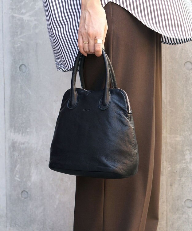 FOLNA RD ソフトレザーブガッティボストンバッグ ブラック