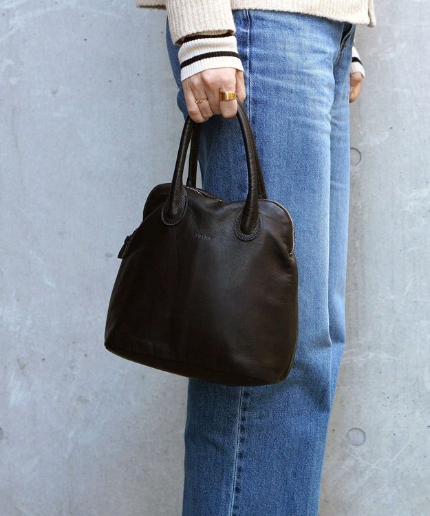 FOLNA RD ソフトレザーブガッティボストンバッグ ブラック