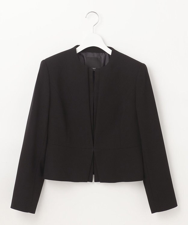 自由区 FORMAL 【ウォッシャブル対応】ドビーボーダーリボン ジャケット+ワンピース ブラック系