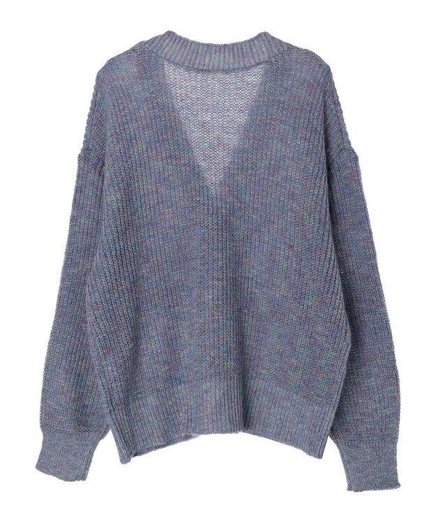 Green Parks Ｍｉｘカラーニットゆるカーディガン Blue