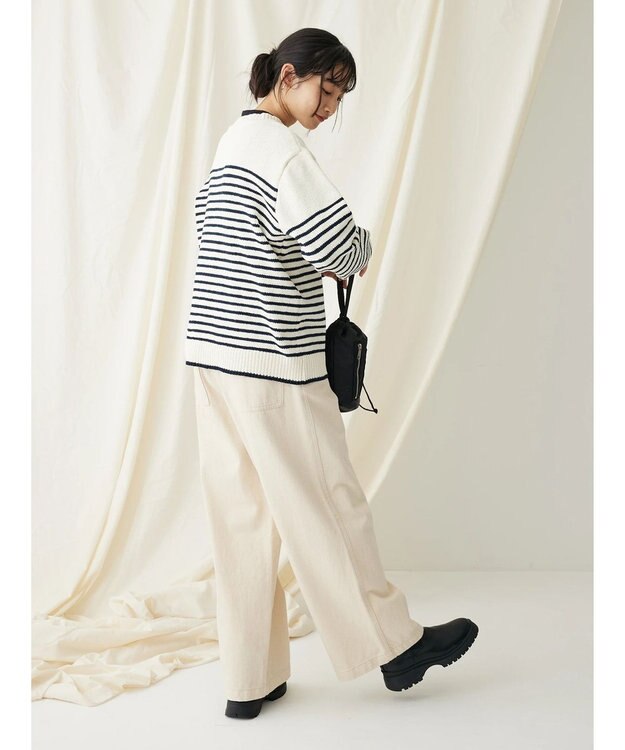 CRAFT STANDARD BOUTIQUE 洗えるモールニットボーダープルオーバー Ivory