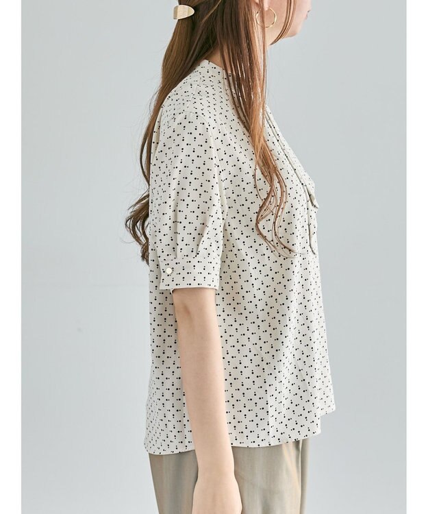 Te chichi パターンアソート5分袖ボウタイブラウス ベージュ