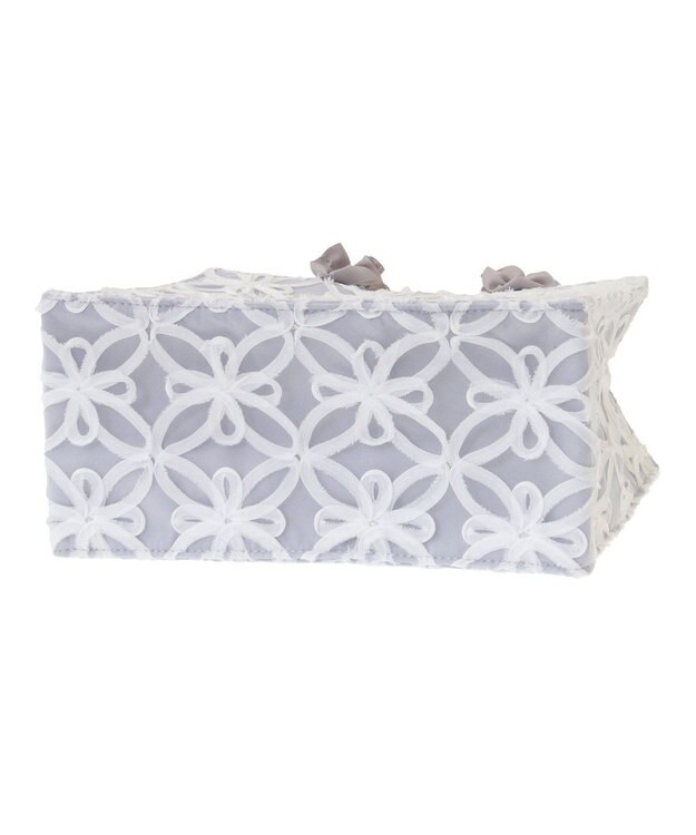 Maison de FLEUR チュールフラワーフリルスクエアトートバッグ Grayish Blue