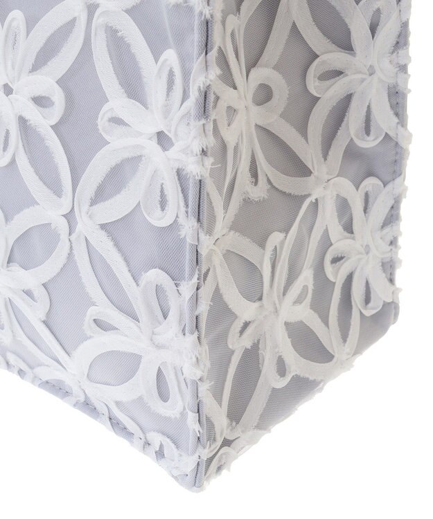 Maison de FLEUR チュールフラワーフリルスクエアトートバッグ Grayish Blue