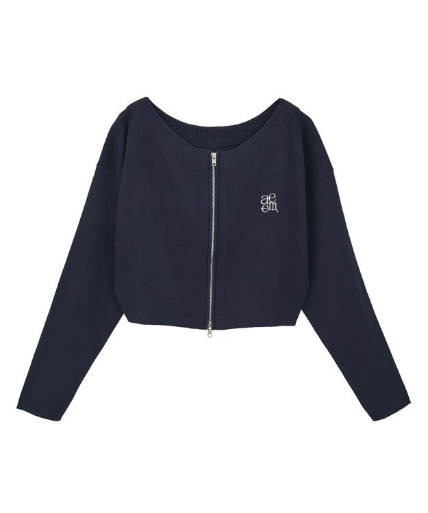 earth music&ecology ダブルジップロゴニットプルオーバー Navy