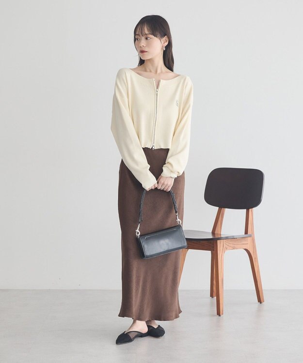 earth music&ecology ダブルジップロゴニットプルオーバー Ivory