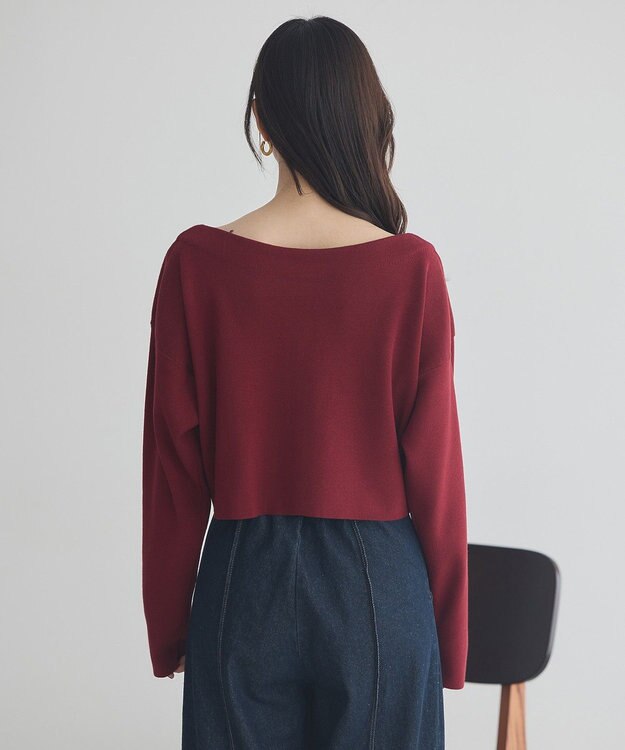 earth music&ecology ダブルジップロゴニットプルオーバー Bordeaux