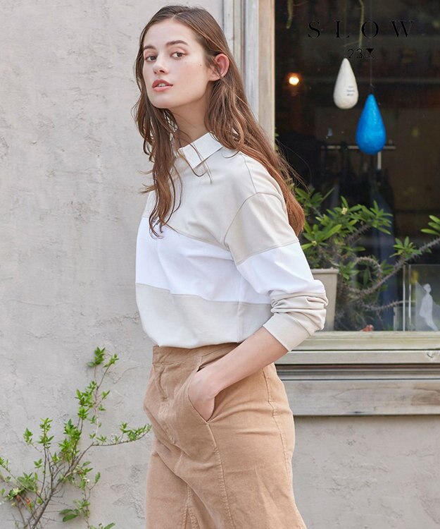 23区 【SLOW】コンパクトシングルジャージー ラガーシャツ