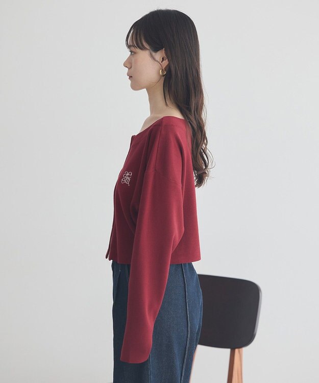 earth music&ecology ダブルジップロゴニットプルオーバー Bordeaux