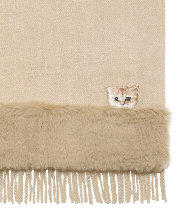 MOONBAT PAUL & JOE ACCESSOIRES ヌネットワッペン×ファームースタッチマフラー（パッケージ入り） キャメル