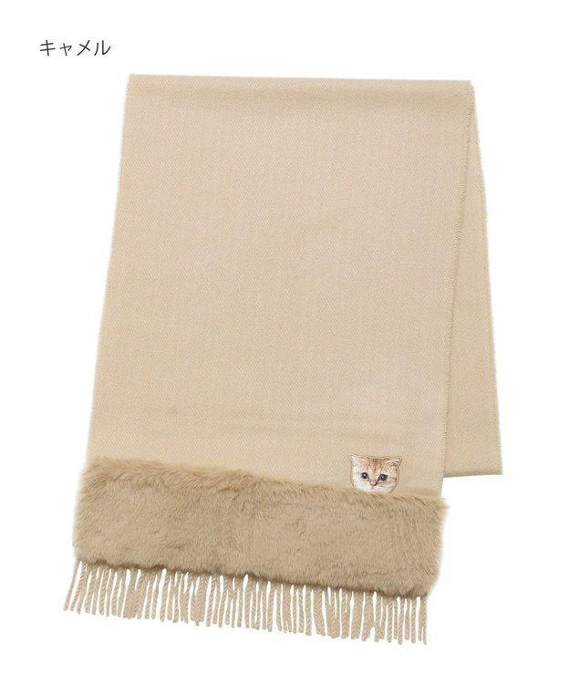 MOONBAT PAUL & JOE ACCESSOIRES ヌネットワッペン×ファームースタッチマフラー（パッケージ入り） キャメル