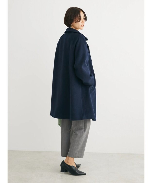 Green Parks ビーバー調テーラードカラーコート Navy